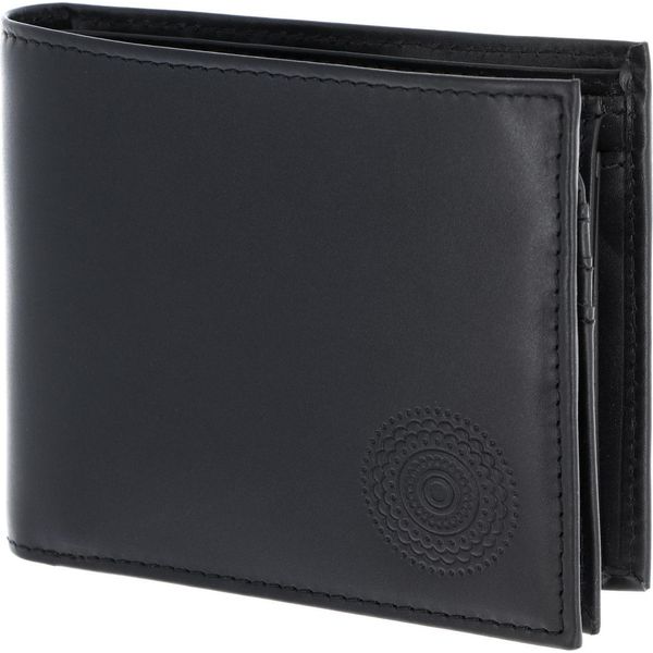 Oxmox Pelle Portafoglio Leather Rfid Protect QuerscheinböRse Circle Bloom Embossed Black Nero-image