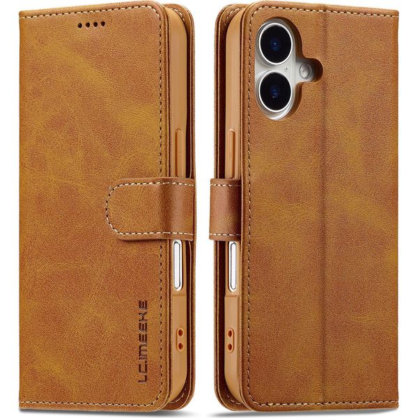 Custodia Per Iphone 17 Custodia Flip In Pelle Con Chiusura Magnetica E Supporto, Custodia Protettiva Giallo-image