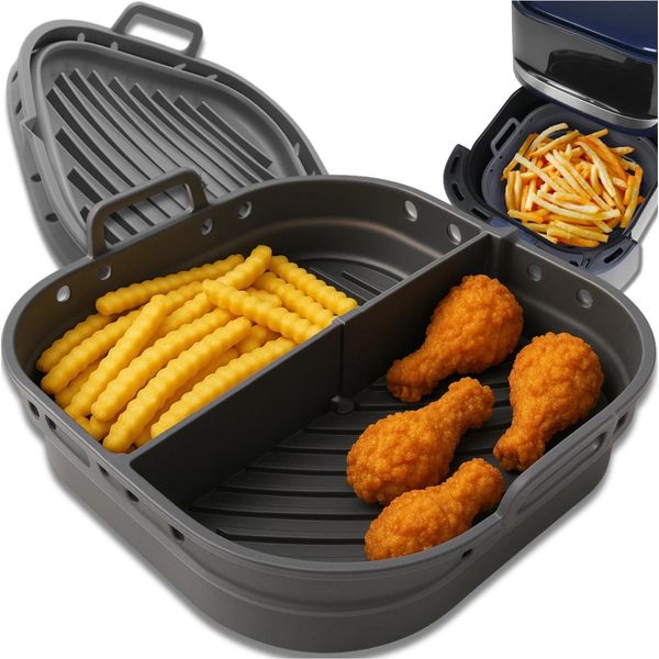 Edibazzar | Inserto In Silicone Per Friggitrice Ad Aria Calda, Teglia Riutilizzabile, Grigio-image