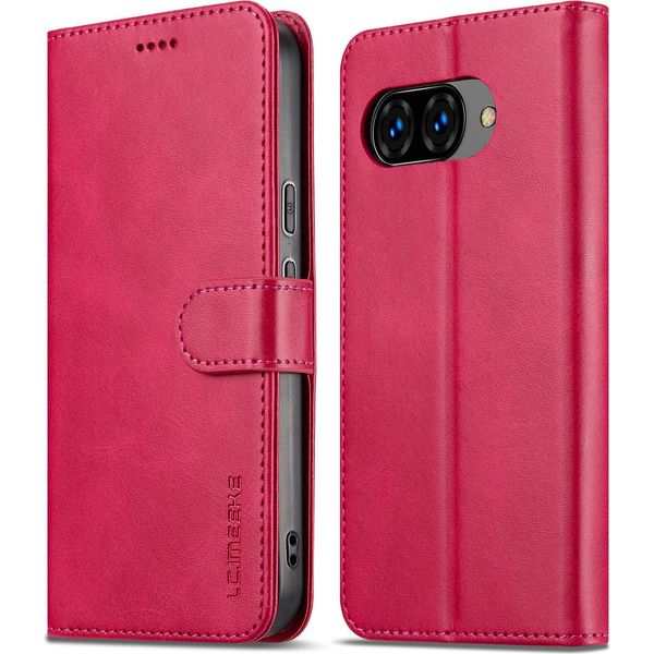 Custodia Per Google Pixel 9A Custodia Flip In Pelle Con Chiusura Magnetica E Supporto, Custodia Protettiva Rosa Caldo-image