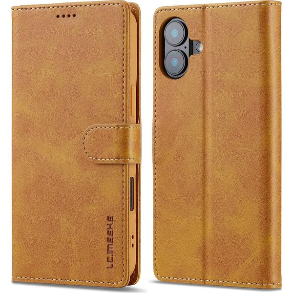 Custodia Per Iphone 16 Custodia Flip In Pelle Con Chiusura Magnetica E Supporto, Custodia Protettiva Giallo-image