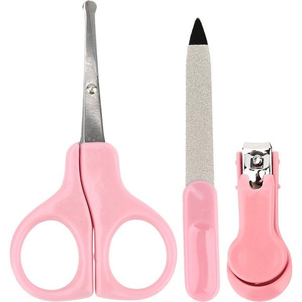 3 Pezzi/Set Bellissimo Set Di Tagliaunghie Per Neonati Tagliaunghie Forbici File (Rosa)-image