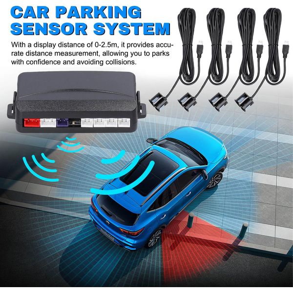 Sensore Di Parcheggio Per Auto, Sistema Radar Di Retromarcia Con 4 Sensori, Rilevamento Della Distanza, Display Lcd, Segnale Acustico Di Avvertimento-image