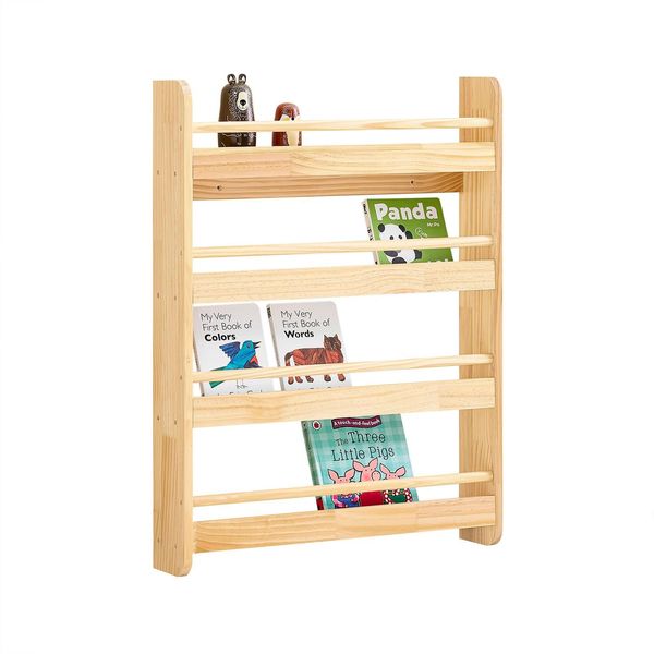 Sobuy Scaffale Per Bambini Scaffale Da Parete Camera Dei Bambini Scaffale Per Bambini Scaffale Di Stoccaggio Con 4 Ripiani Per Libri Giocattoli E Decorazioni Mobili Per La Camera Dei Bambini KMB08-K-N-image