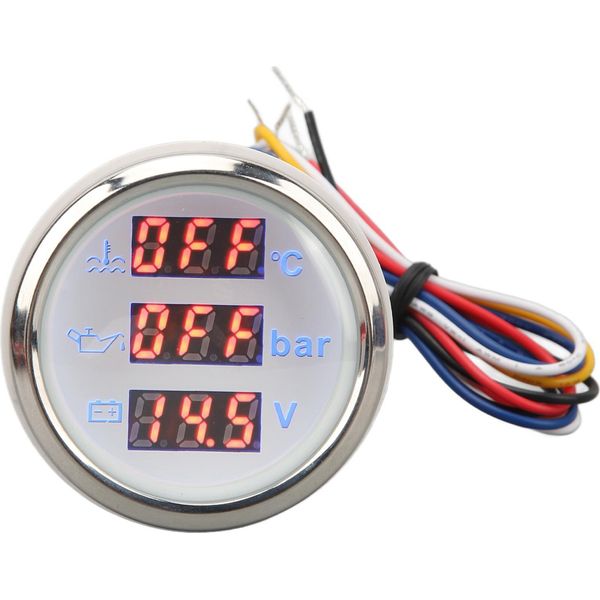 Manometro Della Temperatura Dell'acqua, Manometro Della Pressione Dell'olio/Tensione, 52 Mm, Display Digitale 3 In 1 Per Camper, Yacht, Barche Da Pesca, Navi, Dc Da 9 A 32 V-image