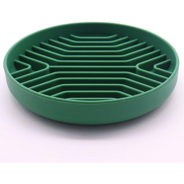 Inf Ciotola In Silicone Per Cani Slow Feeder Con Base A Ventosa Verde-image
