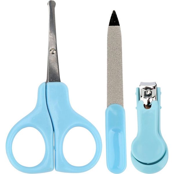 3 Pezzi/Set Bellissimo Set Di Tagliaunghie Per Neonati Tagliaunghie Forbici File (Blu)-image
