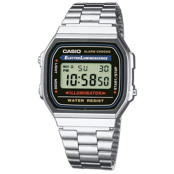 Chronograph Casio Vintage, Silber (Rot, Silberfarben), Armbanduhren, Damen, Chronograph, Quarzuhr, Armbanduhr,Damenuhr, Herrenuhr, Digitaluhr, Edelstahlarmband-image