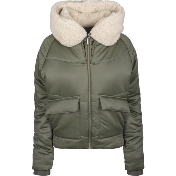 Urban Classics Giacca Con Cappuccio Sherpa Da Donna Darkolive/Darksand - Xl-image