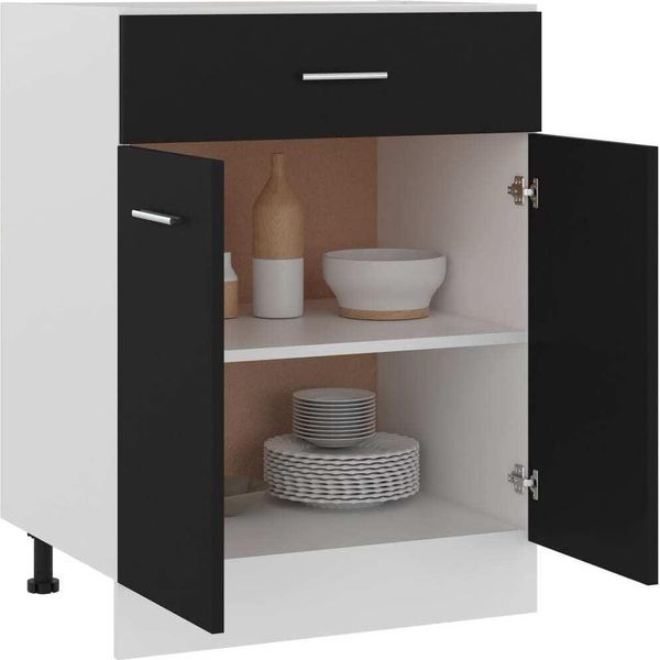 Syfax™ Armadio Inferiore Con Cassetto “Lyon” Nero 60X46X81,5 Cm-image