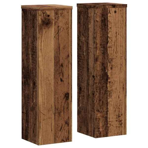 Vidaxl Supporto Per Piante 2 Pz. Aspetto Legno Recuperato 17X17X60 Cm Materiale A Base Di Legno-image