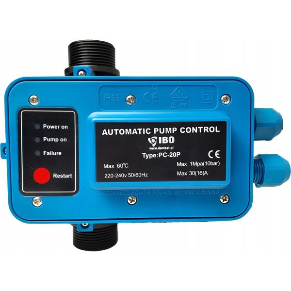 Ibo | Interruttore Automatico Per Pompe PC-20P - 2,2 Kw - Compatto - Protezione Contro Il Funzionamento A Secco - Incl. Cavo-image