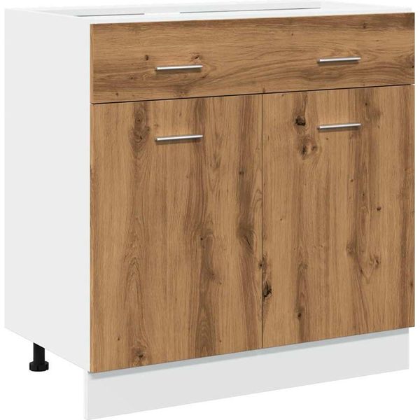 Vidaxl Base A Cassetti Lyon Artisan Oak 80X46X81,5 Cm Materiale A Base Di Legno-image