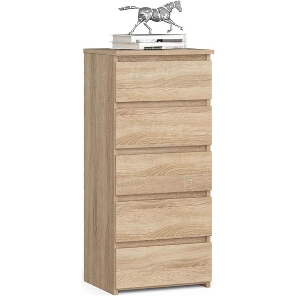 Comò Elegante CL5 In Rovere Sonoma Con Smart Storage E 5 Cassetti-image