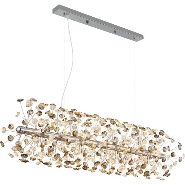 Lampada A Sospensione Led, 12 Lampadine, Cristalli, Trasparente Fumo, L 90 Cm-image