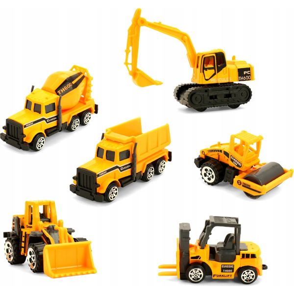 Set Di Camion Giocattolo Con 6 Veicoli Da Costruzione + Scomparti Segreti-image