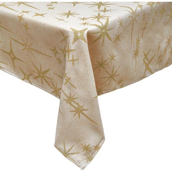 Atmosphera | Tovaglia - Tovaglia - 140X240 Cm - Beige Con Stelle Dorate - Natale - Tovaglia Natalizia-image