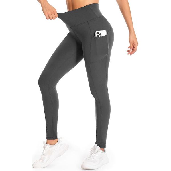 Gymcope Leggins Sportivi Donna Vita Alta, Leggins Push Up Palestra Con Tasche, Leggings Pantaloni Yoga Elasticizzati Controllo Della Pancia Con Logo Riflettente Per Pilates, Fitness, Gym, Casual-image