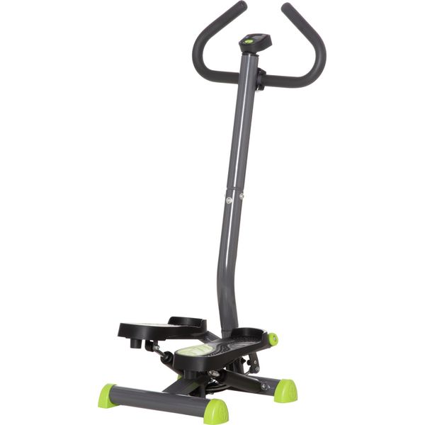 Hometrainer Stepper Fitness Swing Stepper Con Display Lcd E Maniglie Fino A 100 Kg, Acciaio Abs, Grigio E Verde, Compatto 55 X 44 X 108 Cm-image