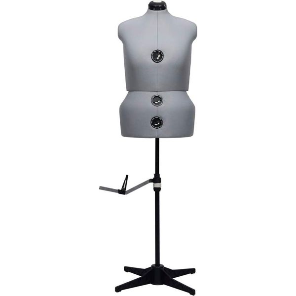 Vidaxl Manichino Da Sarto Regolabile Femmina Grigio L Taglia 44-50-image