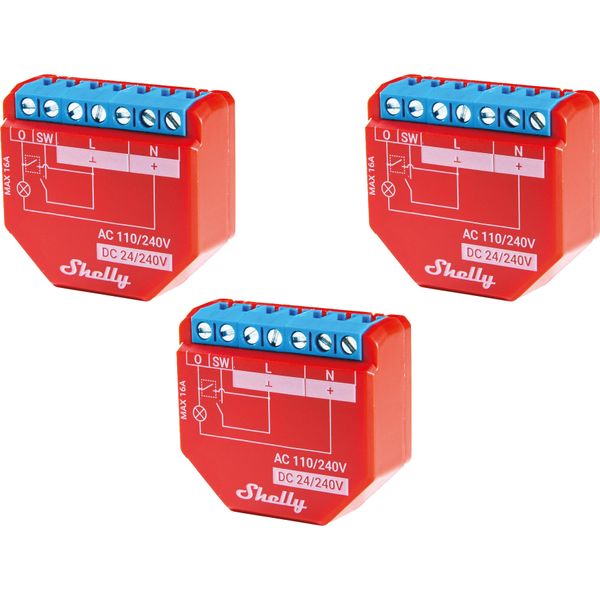 Shelly Attuatore Di Commutazione Wlan Plus 1PM, 16 A, Bluetooth, 3 Pezzi-image