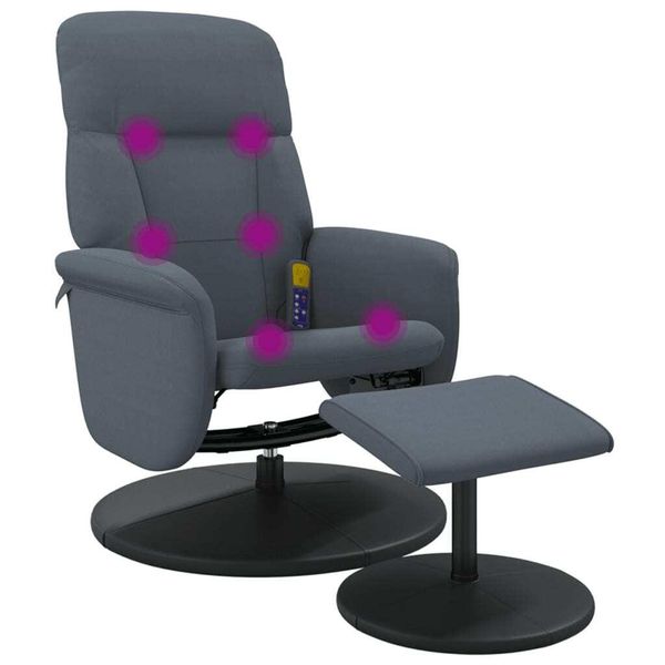 Vidaxl Sedia Per Massaggi Con Poggiapiedi In Velluto Grigio Scuro-image