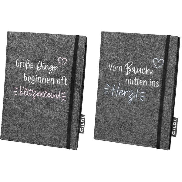 Gilde MutterpasshüLle, Rechteckig, "Klitzeklein"", Spruch, Filz, Dunkelgrau, Ve 6, 2 StüCk Wie Abgebildet,, L. 2 Cm, B. 14 Cm, H. 19 Cm 51186"-image