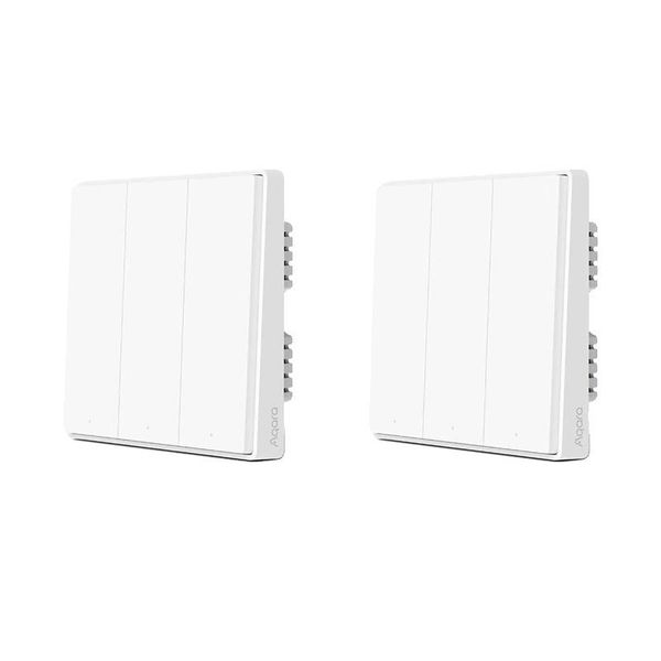 Aqara Interruttore A Parete Intelligente, Comando A 3 Pulsanti, Connettività Zigbee, 2X Senza Neutro 3 Tasti-image