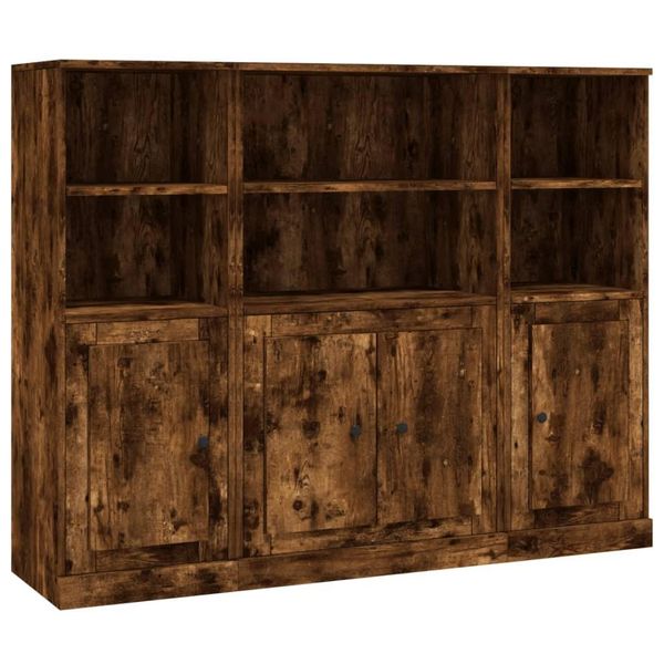 Syfax™ Credenze 3 Pz Rovere Fumo In Legno Multistrato-image
