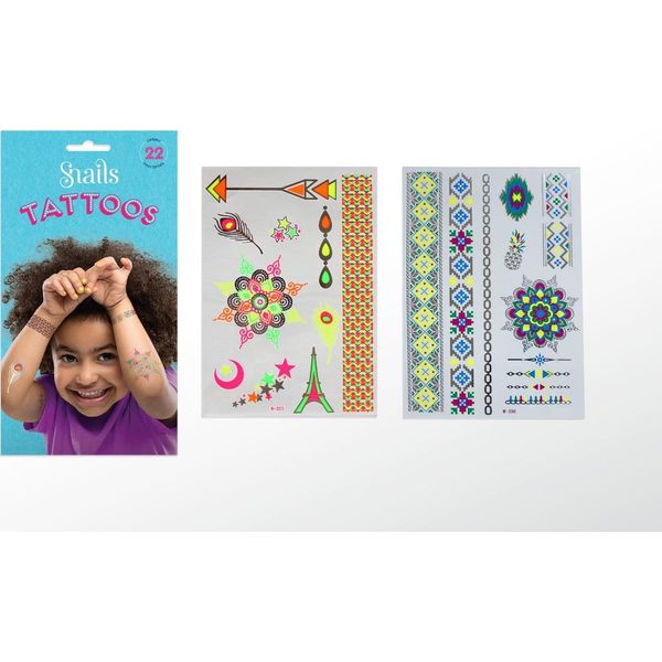 Snails Tatuaggi Neon Per Bambini 22 Pezzi-image