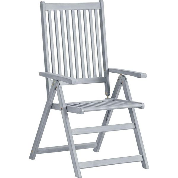 Vidaxl Sedie Da Giardino Regolabili 2 Pz. Legno Massiccio Grigio Di Acacia-image