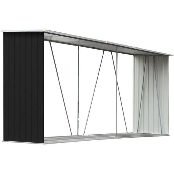 Vidaxl Deposito Per Legna Da Ardere Acciaio Zincato 330X84X152 Cm Antracite-image