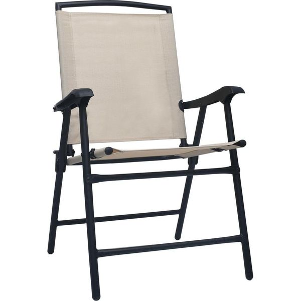 Vidaxl Sedie Da Giardino Pieghevoli 2 Pz. Textilene Bianco Crema-image