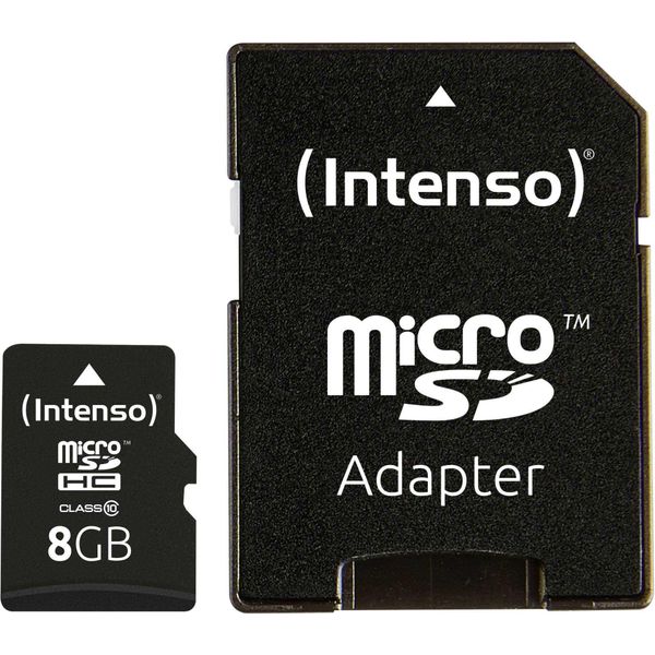 Intenso Classe 10 - Scheda Di Memoria Flash (Adattatore Microsdhc/Sd Incluso) - 8 Gb - Classe 10 - Microsdhc-image