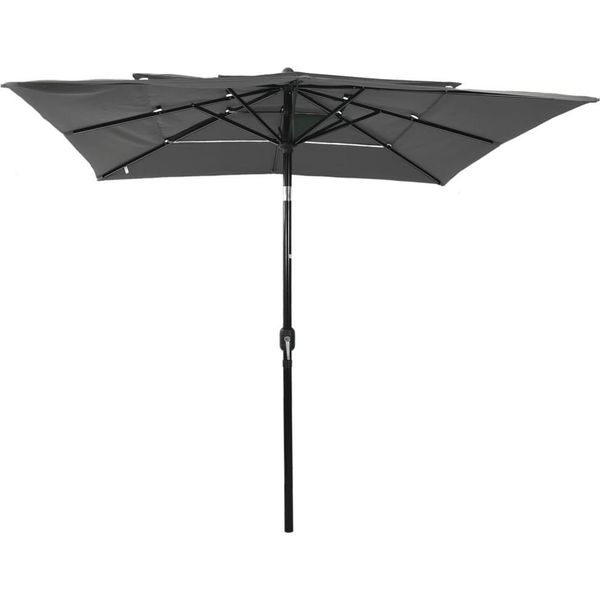 Vidaxl Ombrellone Con Palo In Alluminio A 3 Strati Antracite 2,5X2,5 M-image
