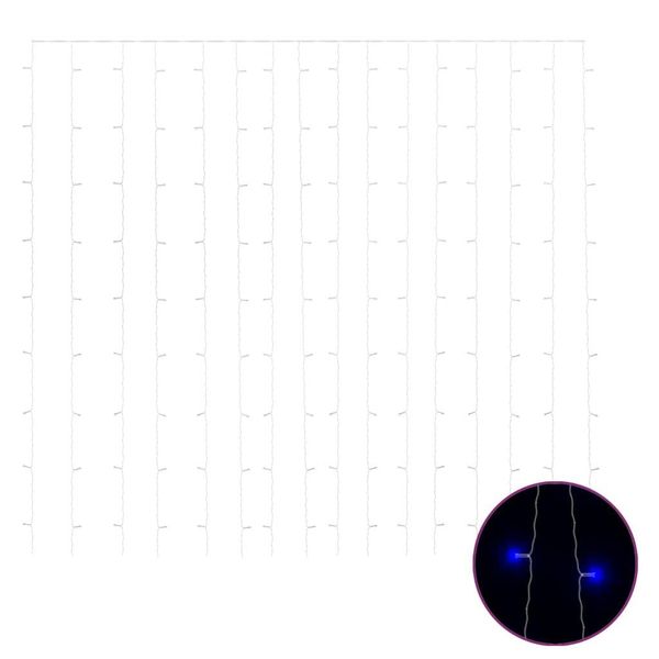 Vidaxl Tenda Luminosa Led 3X3 M 300 Led Blu 8 Funzioni-image