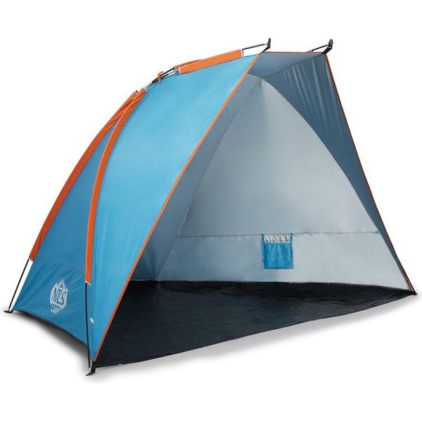 Nils Camp - Tenda Da Spiaggia - Guscio Da Spiaggia Pop Up Protezione Uv - 120X260X120 Cm - Blu E Arancione-image