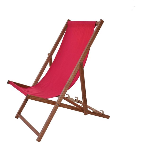 Sedia A Sdraio Da Giardino In Legno Rojaplast Bahama Tinto Rosso-image