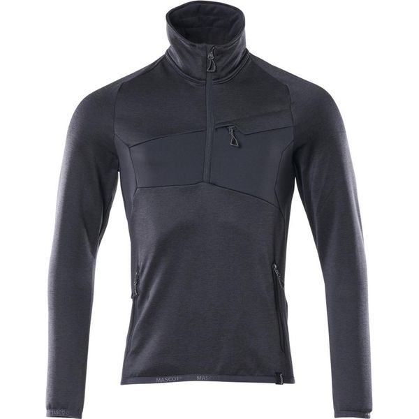 Pullover In Pile Con Zip Corta Nero-Blu, Taglia 5XL Mascot 18003-316-010-image