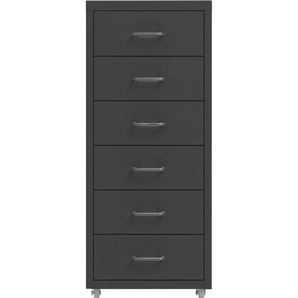 Vidaxl Armadio Per Archiviazione Con Rotelle Antracite 28X41X69 Cm Metallo-image