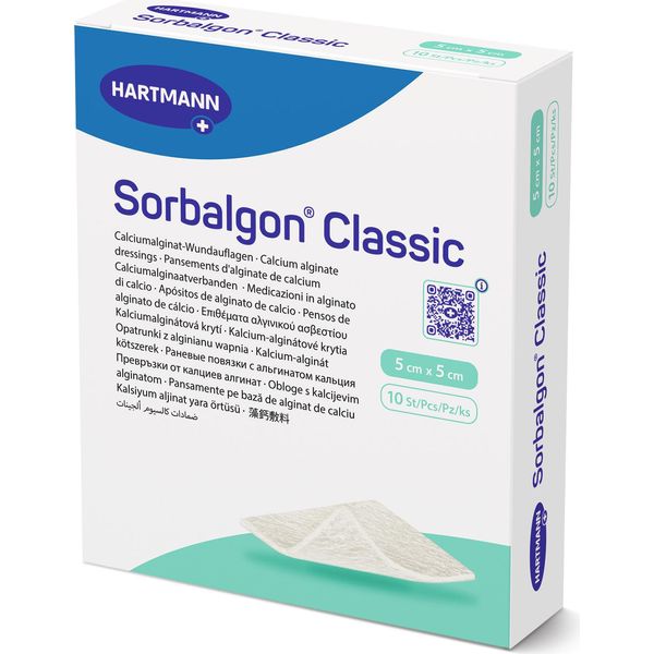 Hartmann Sorbalgon® Classic, Compresse Di Alginato Di Calcio - 10 Pezzi - 5X5 Cm | Confezione (10 Pezzi)-image