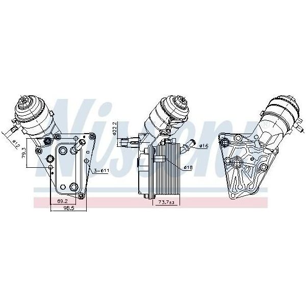 Nissens 91347 Radiatore Olio Motore Per Opel Zafira B (A05) Astra H Caravan (A04) Astra H Hatchback (A04) Astra H Gtc (A04) Vectra C Caravan (Z02)-image