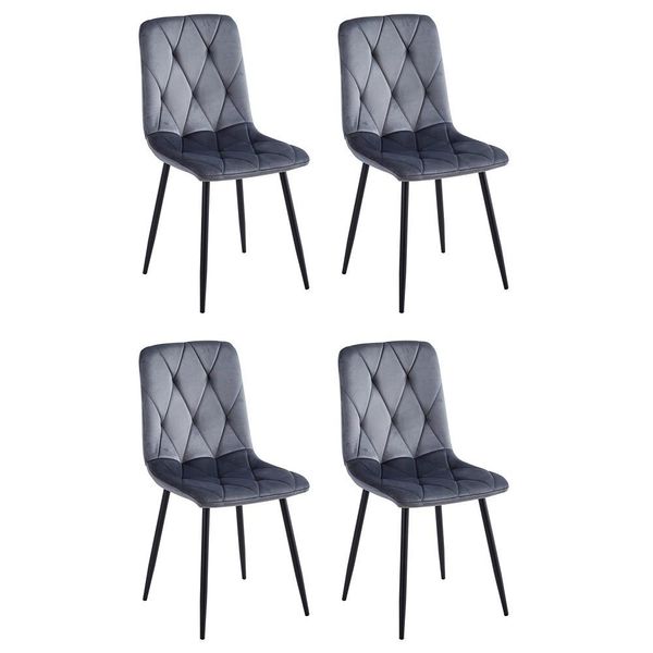 Sedia Da Pranzo Casadolce Melko, Set Di 4, Grigio 43X54X91 Cm, Imbottita, Cuciture Decorative Su Schienale E Seduta, 120 Kg. Capacità Di Carico-image