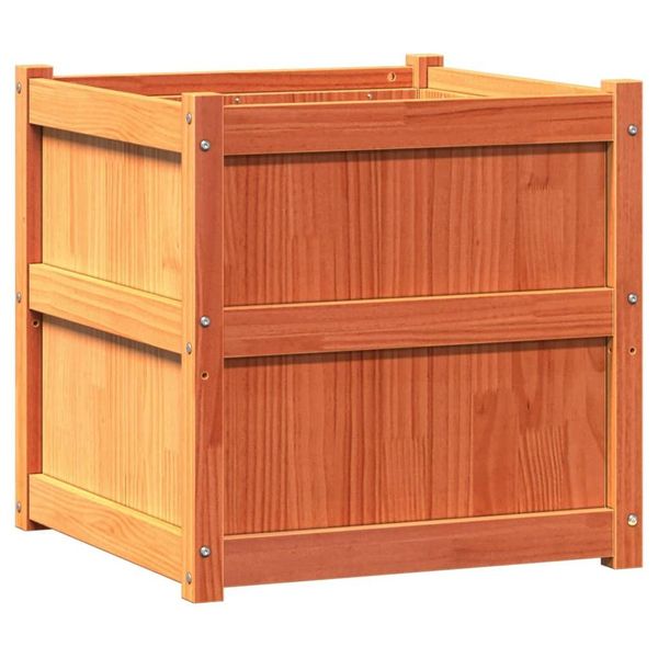 Vidaxl Fioriera Marrone Cera 60X60X60 Cm In Legno Di Pino Massiccio-image