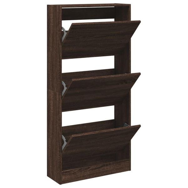 Vidaxl Scarpiera Look Rovere Marrone 60X21X125,5 Cm Materiale A Base Di Legno-image