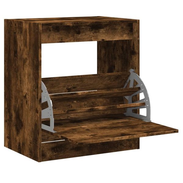 Vidaxl Scarpiera In Rovere Fumé 60X42X69 Cm Materiale A Base Di Legno-image