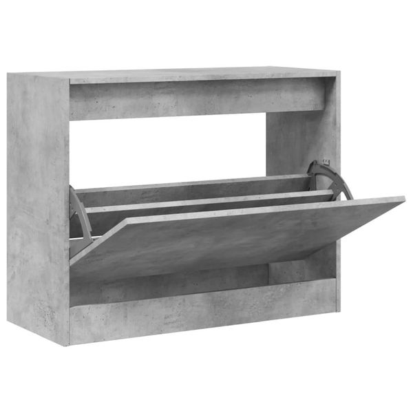 Vidaxl Scarpiera Grigio Cemento 80X34X63 Cm Materiale A Base Di Legno-image