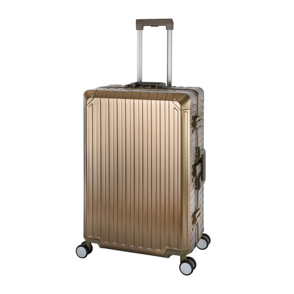Travelhouse Tokyo Valigia In Alluminio Champagne L-72Cm Valigia Rigida Trolley Da Viaggio Valigia Trolley 2X Tsa Chiusura A Combinazione 4 Ruote Doppie 360° Rotelle Vol. 83,5L-image