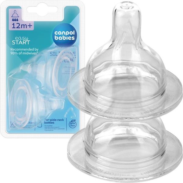 Canpol, Succhietto In Silicone - Flusso Rapido Verso Il Biberon, Ampia Apertura 21/732, 2 Pezzi-image