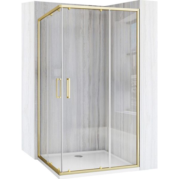 Cabine Doccia Rea City Brush Gold + Piatto Doccia Savoy Black 80X100-image